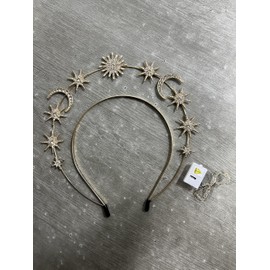 DRESBE Light Up Greek Goddess Headband Gold LED Star Moon Headbands Glow Baroque Rhinestone Hair Accessories for Women (Gold, Free Size)