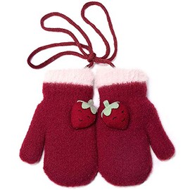Millya UK Baby Toddler Winter Warm Gloves Cute Thicken Plush Mittens Full Finger Hanging On Neck Mittens For 1-3Years