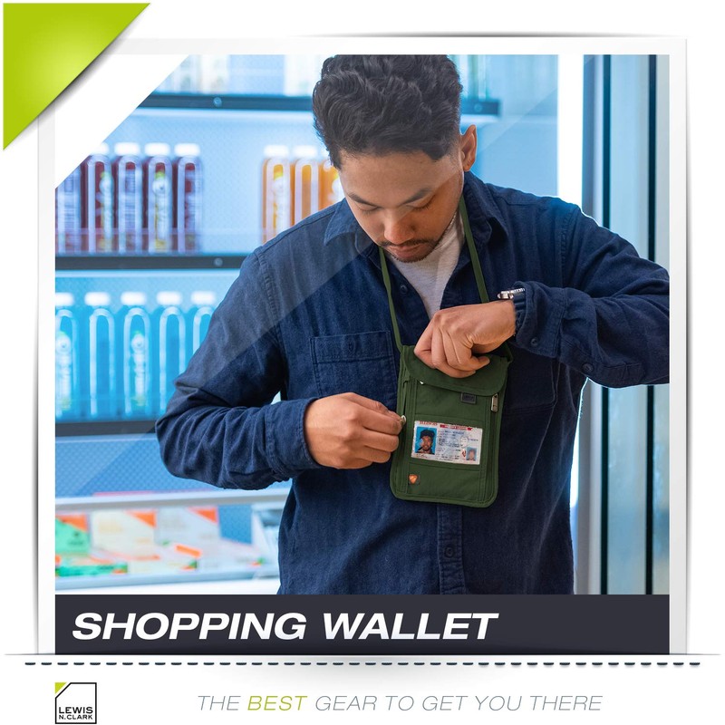 Lewis N. Clark Men's RFID Blocking Stash Wallet, Travel Neck