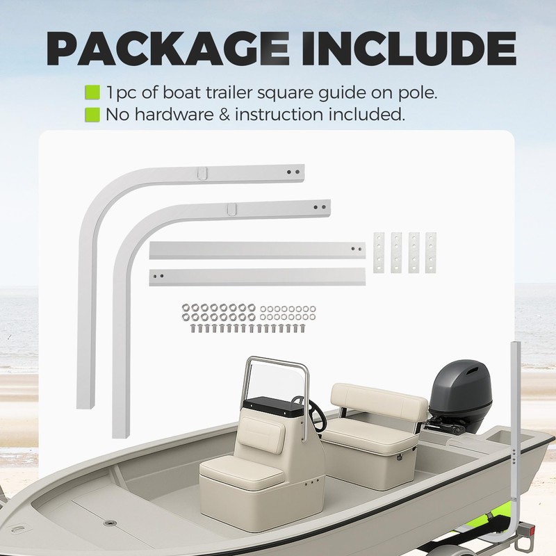 ECOTRIC One Pair Boat Trailer Square Guide On Poles Aluminum