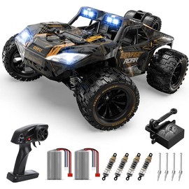 DEERC 9005E 1:14 All Terrain Fast RC Car, 40KPH High Speed RC Truck with LED Headlight, 4x4 Remote Control Car, 2 Batteries 40 minutes Play Time