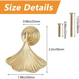 HARY 12 PCS Ginkgo Leaf Shape Knob Gold Drawer Knobs,Handles Drawer Knobs Cabinet Knobs Golden Drop Pendant Pull Handle for Kitchen Bathroom Cabinet Door Drawer