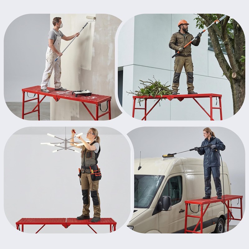Scaffolding Platform, 880LBS Foldable Work Platform 6-Gear Height (33"-53")