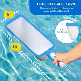 The Skimmie Swim-N-Scoop – in-Pool Handheld Skimmer Net for Scooping Debris, Leaves, and Bugs While Swimming
