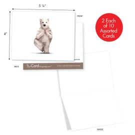 The Best Card Company - 20 Blank Yoga Animal Cards (4 x 5.12 Inch) - All Occasion Kids Set (10 Designs, 2 Each) - Zoo Yoga AM6547OCB-B2x10