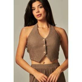 Conjunto Set Top Halter Y Pantalón Elásticos 2 Piezas