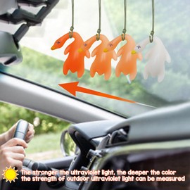 4 Pcs Car Swing Ducks, UV Color Changing Roast Duck Pendant, Car Mirror Hanging Ornament & Interior Decoration(White Change to Orange After Sunshine)