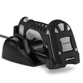 Alacrity Upgraded 1D Laser Industrial Barcode Scanner with Wireless Charging Stand, Bluetooth & 1968 Feet Transmission Distance 433Mhz Wireless 2in1 Barcode Reader, Shock Dust Proof Hands Free, Grey