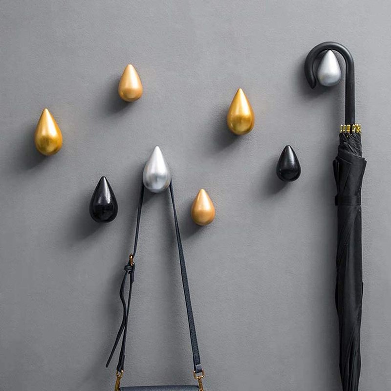 Pack of 2 Creative Water Drop Coat Hooks Wall Mounted
