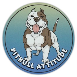 Round Dog Breed Car Magnet - Pitbull Attitude (Pit Bull) - Magnetic Bumper Sticker