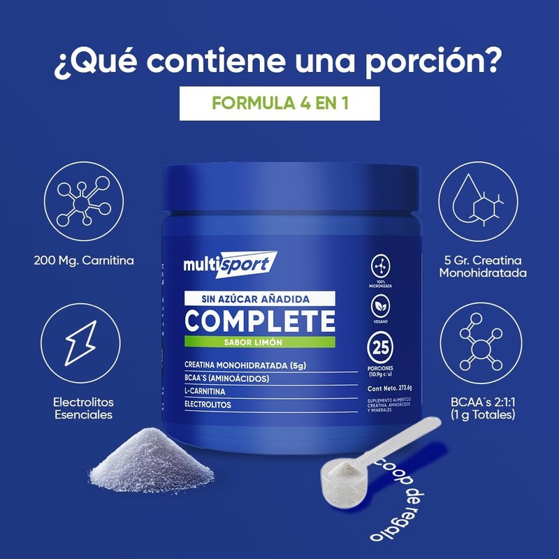 Creatina Monohidratada con Pre Entreno + L Carnitina + Electrolitos