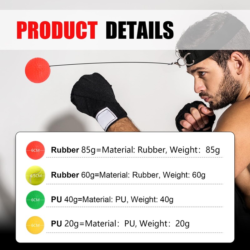 JUNUNDJING Boxing Reflex Ball, Reflex Ball, Boxing Training Ball, Various