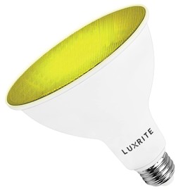 LUXRITE LED PAR38 Flood Yellow Light Bulb, 8W (45W Equivalent), Yellow Flood Light LED Bulb, Damp Rated, UL Listed, E26 Base, Indoor Outdoor, Holiday, Party, Decoration, Event, Home Lighting