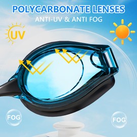 YLKJSWIM Goggles with Silicone Swim Cap and Swim Trunks, Swimming Goggles Cap Trunks Set for Young, Anti-Fog Anti-UV No Leaking goggles for lean teen, young boy, Large