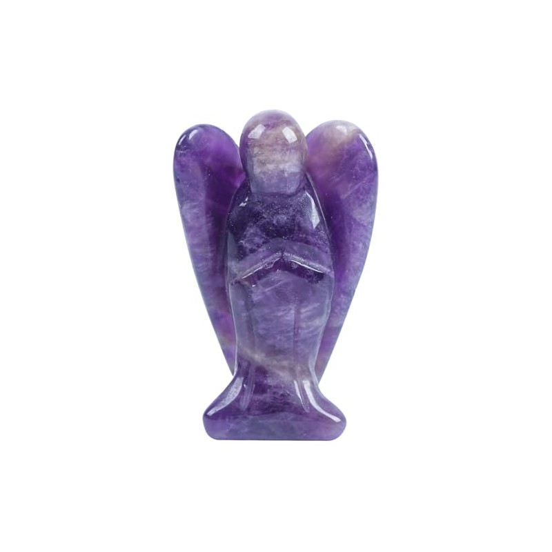 Lovionus89 Natural Amethyst Angel Statue, Hand Carved Stone Healing Crystal