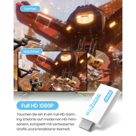 Zacro Wii Hdmi Adapter Wii Hdmi Wii to HDMI Full HD Converter Display Port to HDMI Adapter 720P 1080P HD Video Audio Output with 1m greater Speed HDMI Cable for Wii Display