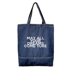 Denim Tote Bag, Denim Handbags for Women, Casual Hobo Tote Shoulder Bags, Retro Aesthetic Handbag, Women's Shopper Shoulder Handbag, Mother's Day Christmas Gift, May All Your Dreams Come True A1