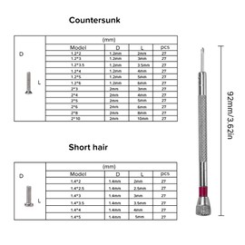 YIXISI YIXISI 500 Stck Kleine Schrauben Sortiment Kit, M1.2 M1.4 M2 Winzige Mikroschrauben, Uhrenbrille Computer Ersatzschrauben, Edelstahl Reparaturschrauben Set mit Schraubendreher, Silber