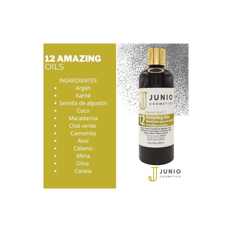 Junio cosmetics tratamiento para cabello seco - 12 aceites para