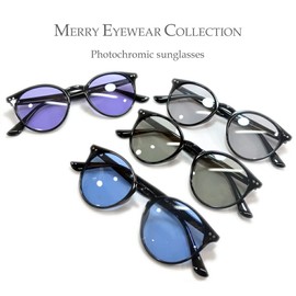 MERRY PLEASURE TY2942ph Dimmable Sunglasses, Polarized Sunglasses, For Fishing, Sports, Driving, Date, Men's, Women's, Boston, Round Glasses, Light Color Lens, Light Color, Black x Lt.SMOKE