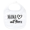 Huuraa Baby Lätzchen Mama mit Herz Geschenk White Bio Baumwolle