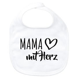 Huuraa Baby Lätzchen Mama mit Herz Geschenk White Bio Baumwolle Mama Präsent