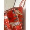 Quilted Cotton Tote Bag, Orange Tropical Safari Print, Striped Handles