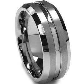 8MM Two Tone High Polish/Matte Finish Men's Tungsten Ring Wedding Band Size 15