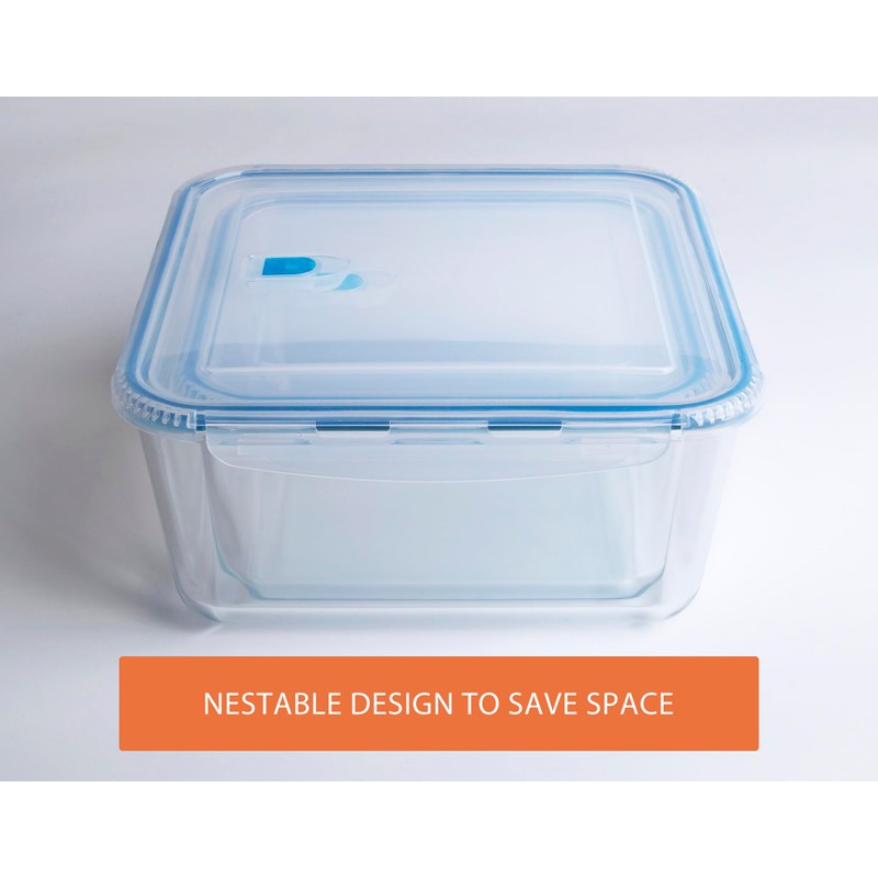 HUSANMP Large Borosilicate Tempered Glass Food Storage Containers with BPA-Free