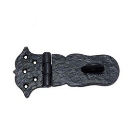 Adonai Hardware "Paran Heavy Duty Antique Cast Iron Safety Locking Hasp and Staple (6" x 1 Pack, Matte Black) for Vintage Pirates Treasure Chest, Trunk, Wooden Jewelry Box, Cases, Furniture and Sheds