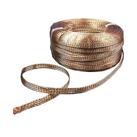 Mssoomm Flat Bare Copper Braid Sleeving Flexible EMI RFI Shielding Wire Mesh, Ground Strap Grounding, 48 Strands, Each with 12 Wires, Diam 0.15mm Each, Braid W 18mm x T 1.4mm x L 1 Meter