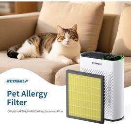 ECOSELF Genuine Replacement Air Purifier Pet Allergy Filter for HAP602/ HAP602WF Air Purifier Filter, 3-Stage Filtration Repacement for High-Efficient Filtration (1 Pack), Yellow