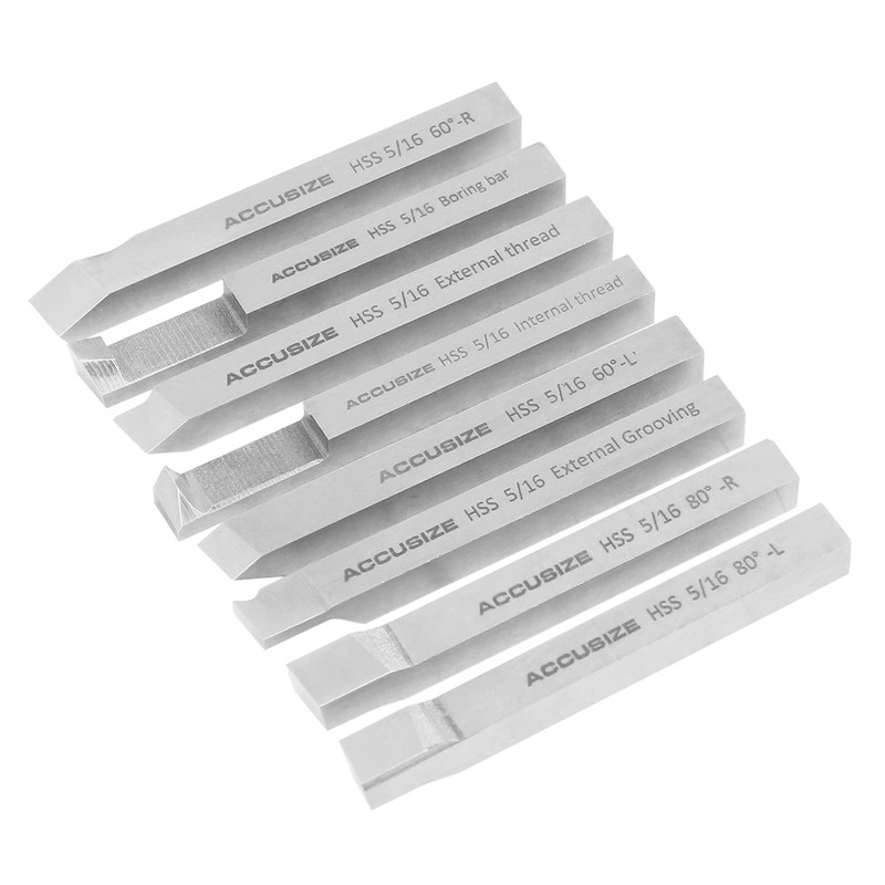 Accusize Industrial Tools 5/16'' 8 Pc H.S.S. Tool Bit Set,