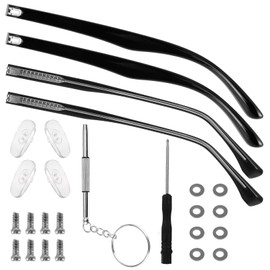 Heclia Glasses Arms Replacement Legs Replacement 2 Pairs with Eyeglasses Fix Adjustment Accessories with Temple Anti-Slip Silicone Tips Eyewear Repair Kit With Screws Washers Screwdrivers Nose Pads