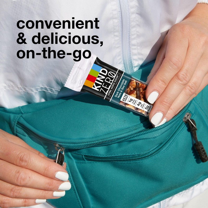 KIND ZERO Added Sugar Bars, Dark Chocolate Nuts and Sea