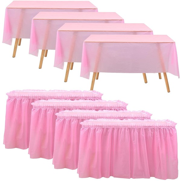 10-Parks Tulle Table Skirt-5 Pack Pink Table Cloths for Parties