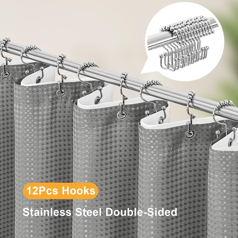 Craidlela 3 in 1 Shower Curtain Set, Grey Waffle Shower