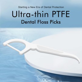 LIAMOSS Flat Line Dental Floss Picks,Ultra-Thin PTFE Gentle Line Dental Flossers,Soft on Gums,Wider Cleaning Surface Double The Cleaning Power(200 Count)