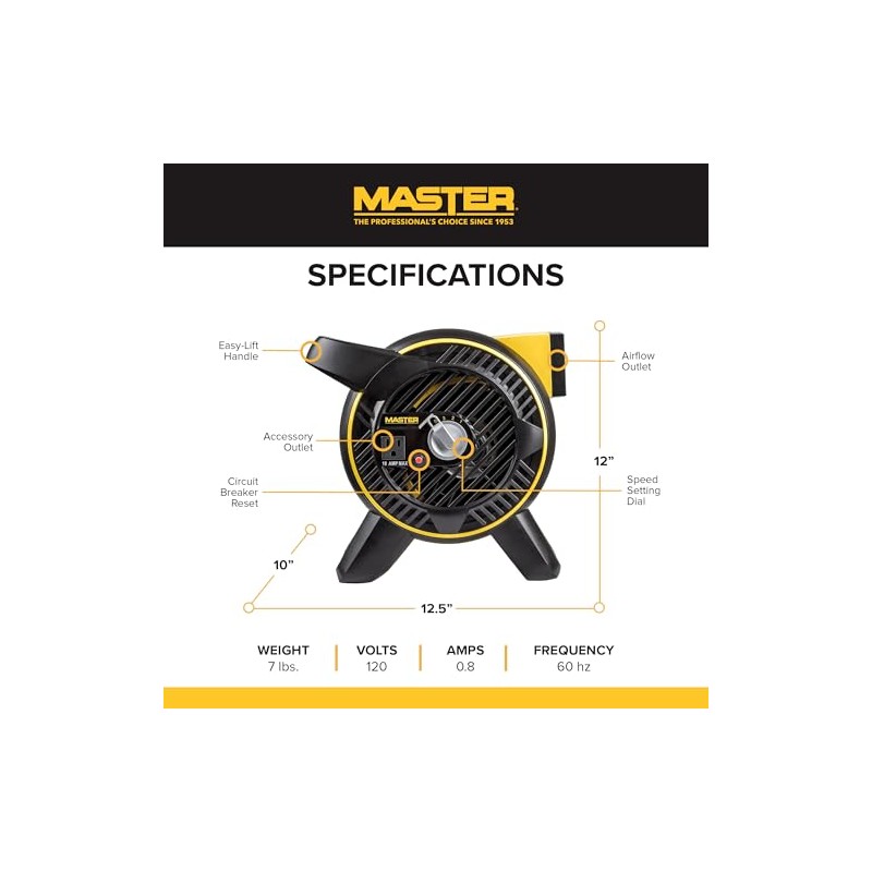 Master Heavy Duty Utility Blower, 3 Speed Portable Floor Fan