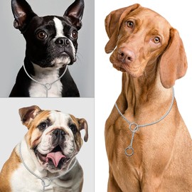 Heavy Duty Dog Stainless Steel Choke Collar Slip Dog P Chain Snake Collar Plating Anti-Rust Dog Training Collars for Small Large Dogs（28inch，Silver）