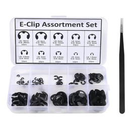 AEDIKO 120pcs E-Clip Circlip External Retaining Clips Assortment Set Hardened Steel Circlip Kit Anti Walk Washers 1.5/2 /3/4/5/6/7/8/9/10mm