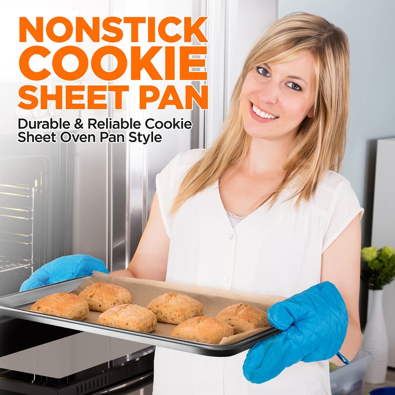 NutriChef Non Stick Baking Sheets, Cookie Pan Aluminum Bakeware with