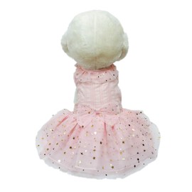 Wolyepor Puppy Cotton Dog Princess Dress Doggy Costume Tutu Apparel Dog Skirt (Large, Pink)