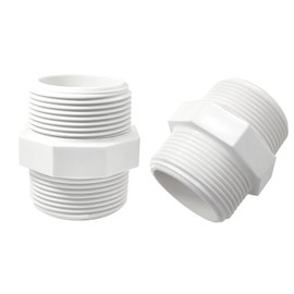 2 PCS 1-1/4 Inch PVC Fittings Hex Nipple G1-1/4 Male to Male Thread Connector Coupling Adapter