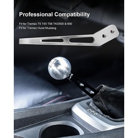 JUFZQO 10 Inch Bent Shifter Handle Lever Fit for Tremec T5 T45 T56 Hurst Mustang Aluminum