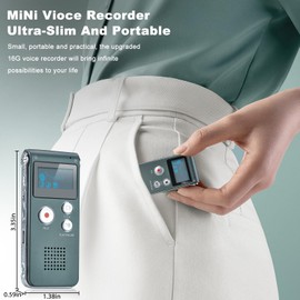 COVVY 16GB Portable Digital Voice Recorder Audio Recorder Sound Recorder Dictaphone LCD Recorder MP3 Player Dictaphone (Gray)