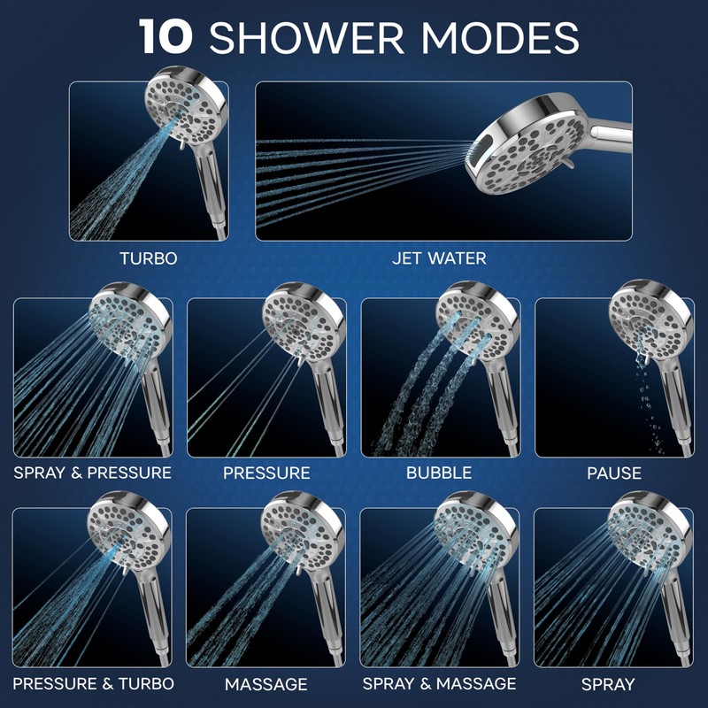 All Metal Tub Spout with Diverter, 10 Settings Hand held