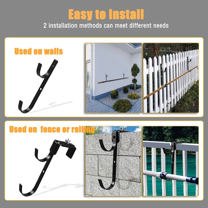 amymark AdjustableHooks Pool Poles Hanger, Fence Hooks Hang Pool Accessories/Skimmers/Leaf