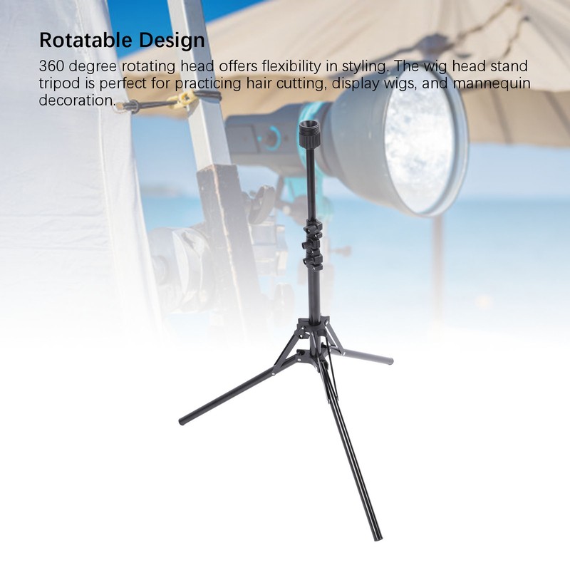 Wig Head Stand Tripod Aluminum Alloy Adjustable Height Portable Mannequin