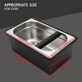 DIBTSA Espresso Knock Box,Stainless Steel Coffee Pucks Container, with Steel Holder and Noise Reduction Rubber Ring (10.94 x 6.88 x 4.25 inch)